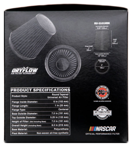 Universal Rubber Filter Round Tapered 6in Flange ID x 7.5in Base OD x 5.25in Top OD x 8in Height - View 19 | Dirty Garage