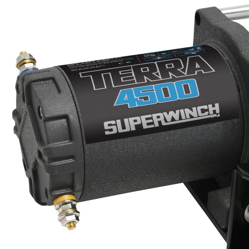 Universal Terra 4500 12V DC Winch w/ Gray Textured Steel Wire Rope - View 6 | Dirty Garage