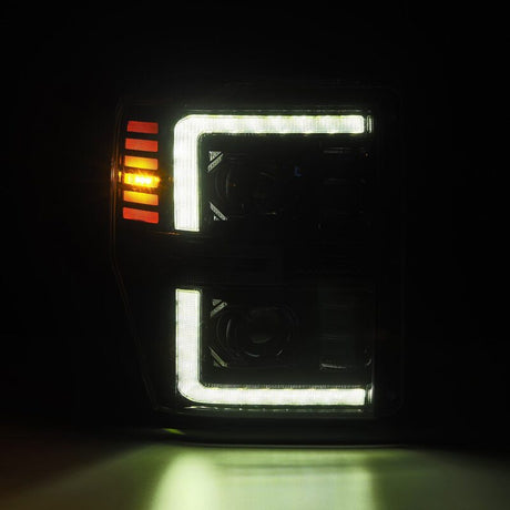 2008-2010 Super Duty Luxx-Series LED Projector Alpha Black Headlights Active Light Sequential Signal - View 4 | Dirty Garage