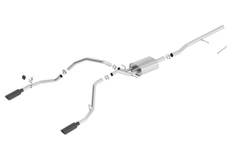 Borla 14 Sierra 1500 C/B S-Type Exhaust/2.75in Into Dual 2.25in Out 4in Split Rear Exit-Black Chrome - View 4 | Dirty Garage