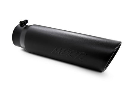 Universal 5" OD Angled Rolled End 4" Inlet 18" Length Black Exhaust Tip - View 4 | Dirty Garage