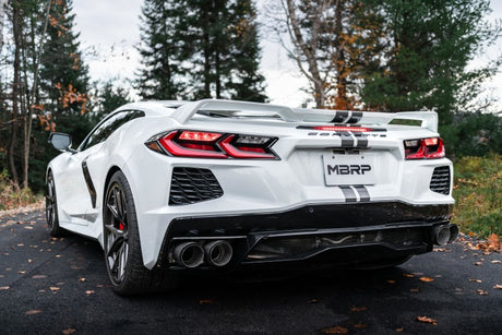 2020-2023 GM Corvette 3" Cat Back Quad Split Rear Exit Carbon Fiber Tips - View 4 | Dirty Garage