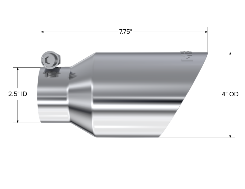Universal 4" OD Dual Wall Angled Tip 2.5" Inlet 8" Length T304 - View 4 | Dirty Garage