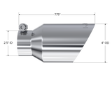 Universal 4" OD Dual Wall Angled Tip 2.5" Inlet 8" Length T304 - View 4 | Dirty Garage