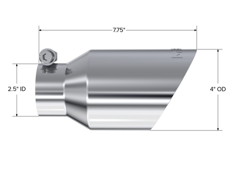 Universal 4" OD Dual Wall Angled Tip 2.5" Inlet 8" Length T304 - View 4 | Dirty Garage