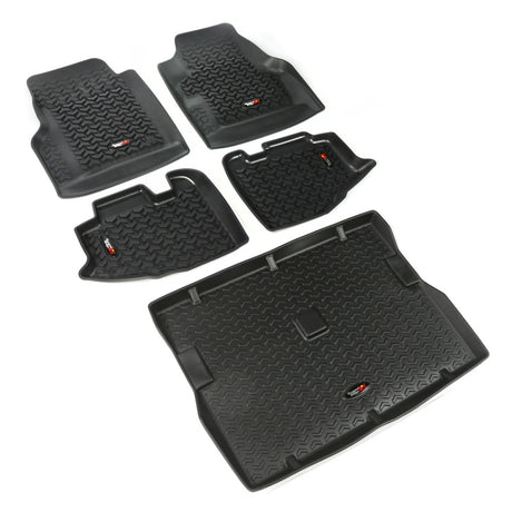 Rugged Ridge Floor Liner Front/Rear/Cargo Black 1997-2006 Jeep Wrangler TJ - View 3 | Dirty Garage