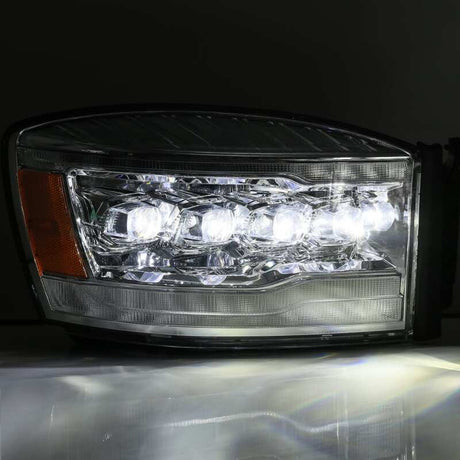 2006-2008 Ram HD Nova-Series LED Projector Chrome Headlights Sequential Signal DRL Amber LED - View 4 | Dirty Garage