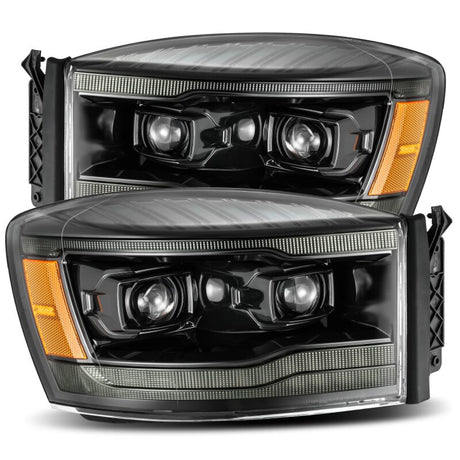 2006-2008 Ram HD Pro-Series Plank Style Projector Headlights Alpha Black Sequential Signal DRL - View 2 | Dirty Garage