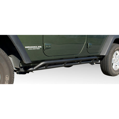 Rugged Ridge RRC Rocker Guards Black 07-18 4-Door Jeep Wrangler - View 2 | Dirty Garage