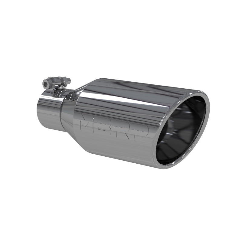 Universal 4.5" OD Angle Rolled End Tip 2.5" Inlet 11" Length T304 - View 2 | Dirty Garage