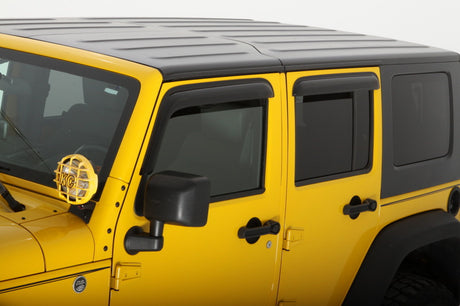2007-2018 Wrangler Unlimited Ventvisor Outside Mount Smoke Window Deflectors 4-Piece - View 5 | Dirty Garage