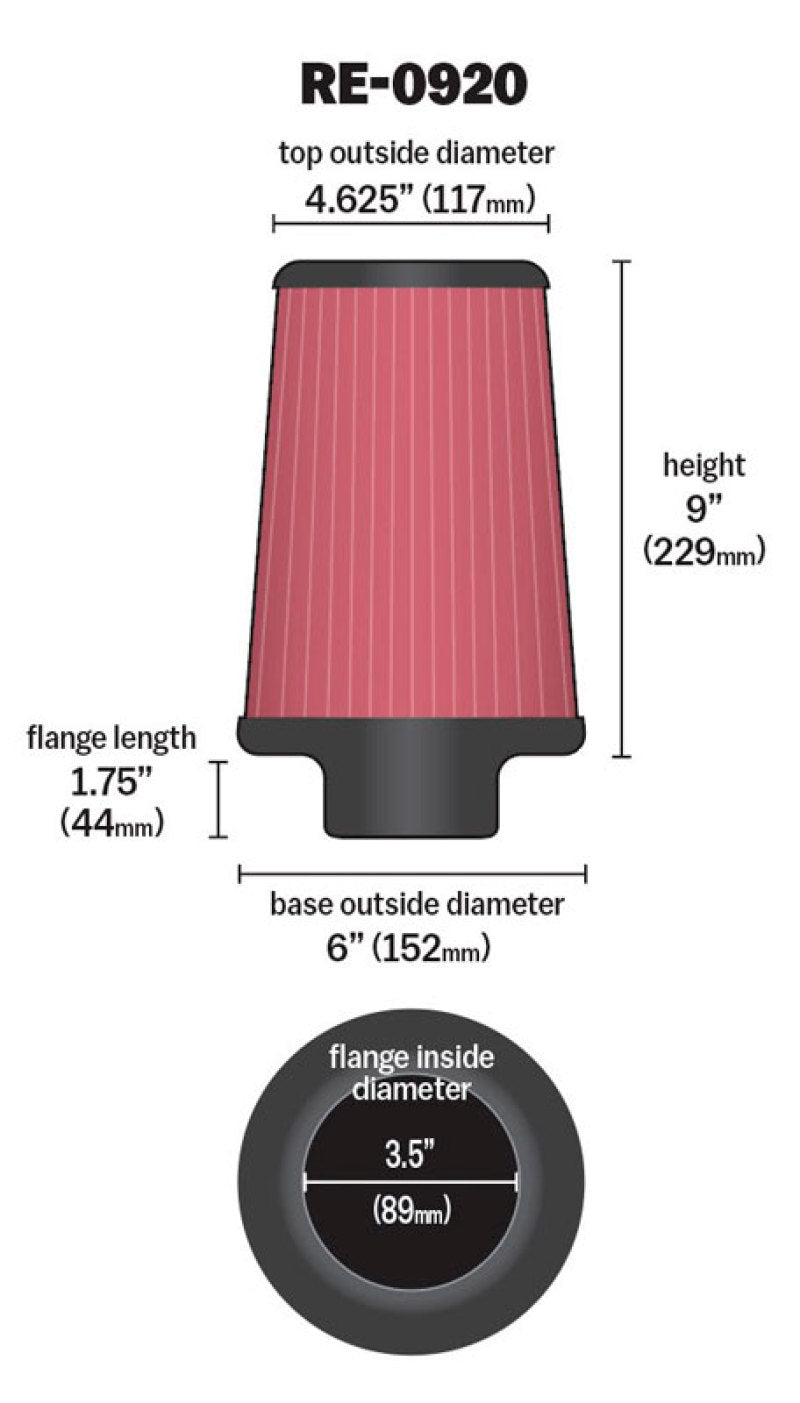 Universal Rubber Filter 3 1/2inch ID FLG/6inch Base/4-5/8inch Top/9inch Height - View 15 | Dirty Garage