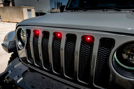 2018-2022 Wrangler Pre-Runner Style LED Grille Kit Red - View 2 | Dirty Garage