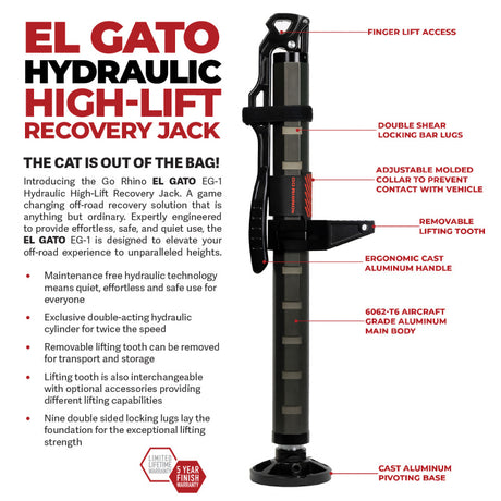Go Rhino Xventure Gear EG1 El Gato Hydraulic Jack - Graphite - View 10 | Dirty Garage