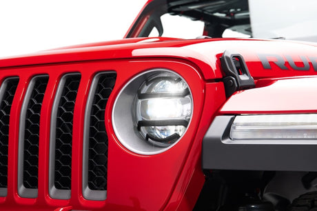 Rugged Ridge 18-20 Jeep Wrangler JL / 2020 Jeep Gladiator JT Black Elite Headlight Guards Black - View 5 | Dirty Garage