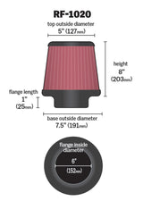 Universal Air Filter 6in Flange ID x 7.5in Base/5in OD Top x 8in H - View 6 | Dirty Garage