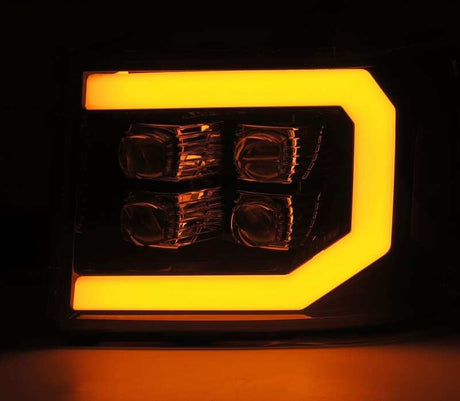 2007-2013 GM HD Nova-Series LED Projector Chrome Headlight Active Light Sequential Signal DRL - View 7 | Dirty Garage