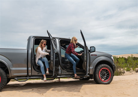 1999-2016 Super Duty Crew Cab 8' Bed Black 3" Bed Access Nerf Steps - View 4 | Dirty Garage