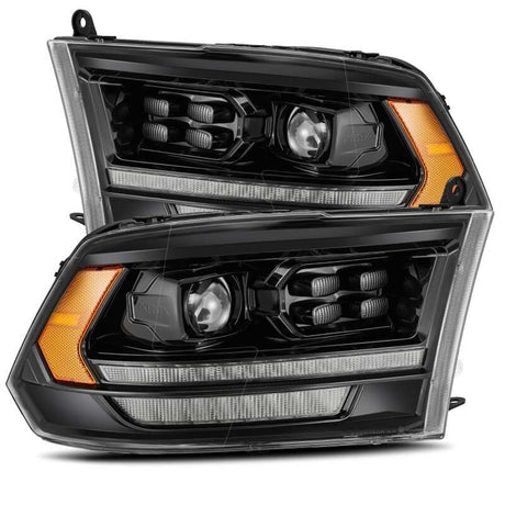 2009-2018 Ram HD Luxx-Series LED Projector Alpha-Black Headlights Sequential Signal Smoked DRL - View 2 | Dirty Garage