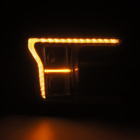 2018-2020 F-150 Luxx-Series LED Projector Alpha Black Headlight Active Light Sequence Signal DRL - View 6 | Dirty Garage