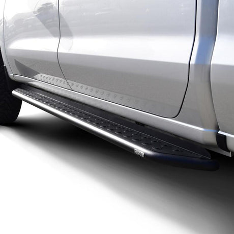 2019-2026 GM 1500/HD Crew Cab Outlaw Series Black Nerf Step Bars - View 3 | Dirty Garage