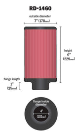 Universal Air Filter 4in Flange ID 7in OD 9in Height - View 11 | Dirty Garage