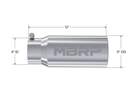 Universal 5 OD Rolled Straight 4" Inlet 12" Length Tip - View 4 | Dirty Garage