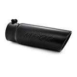 Universal Tip 4" OD Angled Rolled End 3.5" Inlet 10" Length Black Finish - View 3 | Dirty Garage
