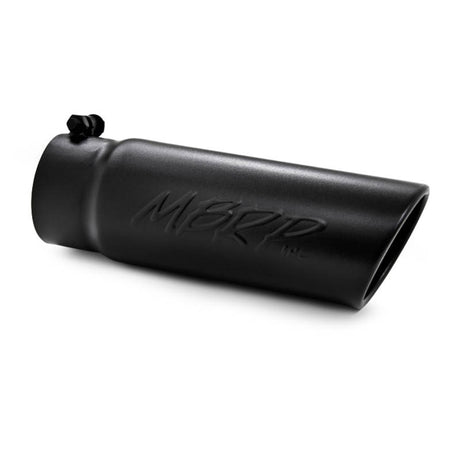 Universal Tip 4" OD Angled Rolled End 3.5" Inlet 10" Length Black Finish - View 3 | Dirty Garage