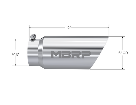 Universal 5 OD Dual Wall Angled 4" Inlet 12" Length Tip - View 5 | Dirty Garage