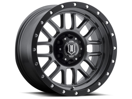 Universal Alpha 17x8.5 5x5 0mm Offset 4.75" BS 71.5mm Bore Gun Metal Wheel | Dirty Garage