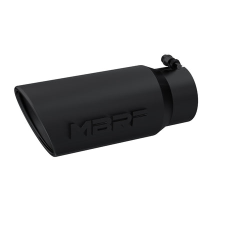 Universal 5" OD Angled Rolled End 4" Inlet 12" Length Black Finish Tip - View 3 | Dirty Garage
