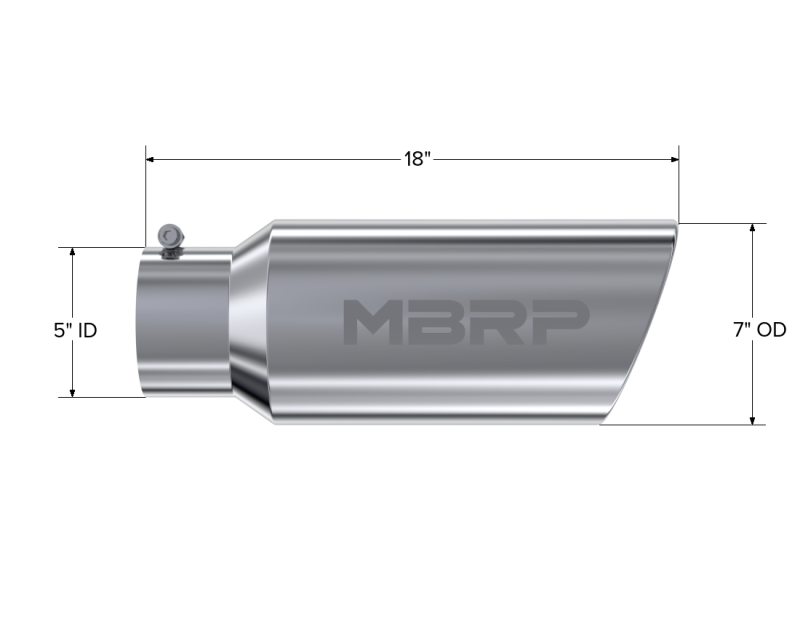 Universal 7" OD Rolled End Tip 5" Inlet 18" Length T304 Single Tip - View 5 | Dirty Garage