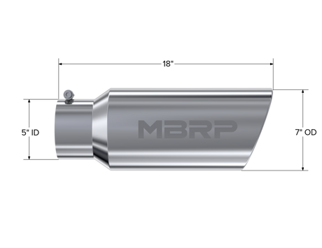 Universal 7" OD Rolled End Tip 5" Inlet 18" Length T304 Single Tip - View 5 | Dirty Garage