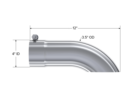Universal Tip 3.5" OD Turn Down 3.5" Inlet 12" Length - View 5 | Dirty Garage