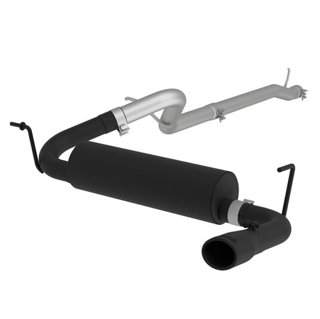 Jeep Wrangler Rubicon 3.6L Cat Back Single Rear Exit Black Exhaust - View 3 | Dirty Garage