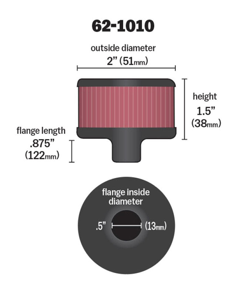 Universal Steel Base Crankcase Vent Filter .5in Vent OD x 2in OD x 1.5in Height - View 14 | Dirty Garage