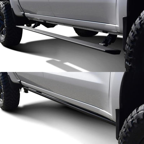 2019-2026 GM 1500/HD CC Pro-E Series Black Powered Running Boards - View 3 | Dirty Garage
