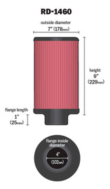 Universal Air Filter 4in Flange ID 7in OD 9in Height - View 6 | Dirty Garage