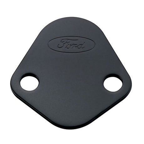 Universal Fuel Pump Block Off Plate - Black Crinkle Finish w/Ford Oval - View 7 | Dirty Garage