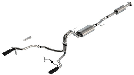 Borla F-150 2021 5.0L 4dr CC SB EC STB Lariat/KR/Pltm/LTD 3/2.25 SRE Cat-Back Touring Black CHR Tips - View 5 | Dirty Garage