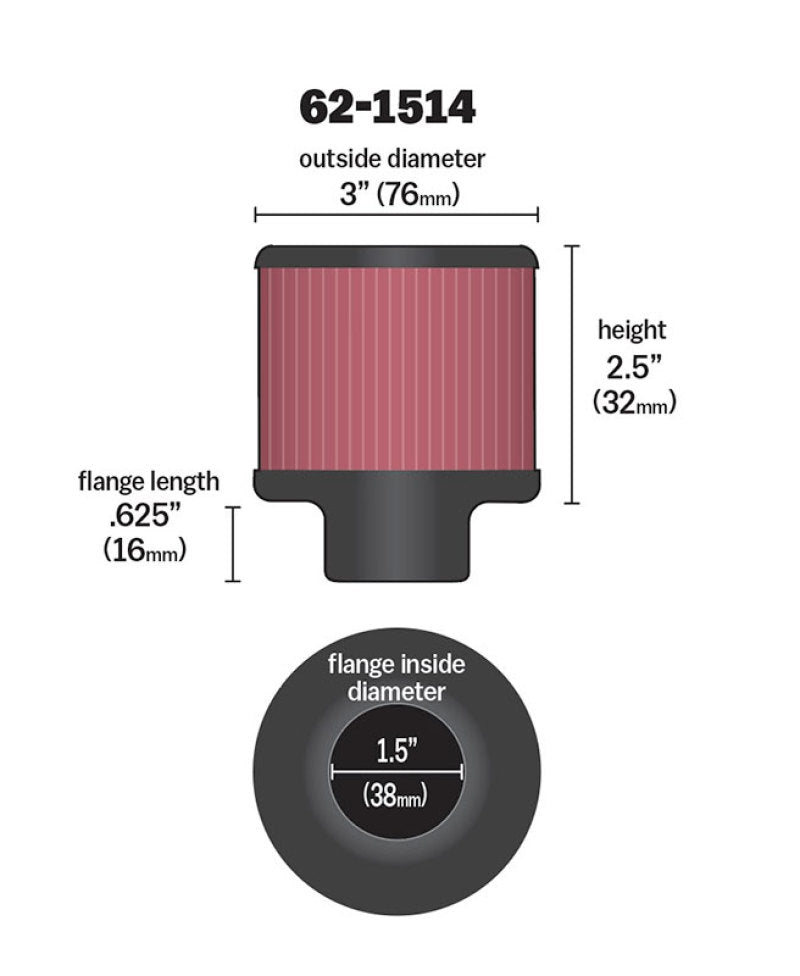 Universal 1.5in Flange ID x 3in OD x 2.5in Height Clamp On Crankcase Vent Filter - View 4 | Dirty Garage