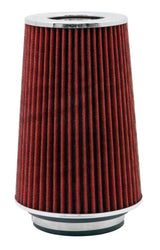 Universal Air Filter Chrome Round Tapered Red - 4in Flange ID x 1.125in Flange Length x 9.5in H - View 19 | Dirty Garage