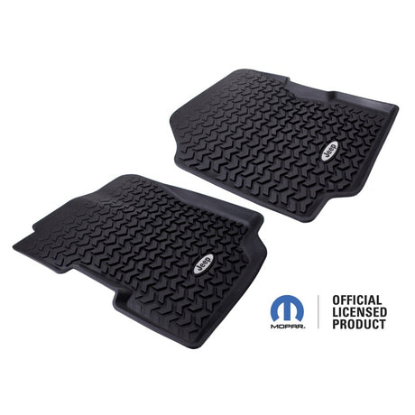 Rugged Ridge Floor Liner Front Black 1976-1995 Jeep Logo CJ-7 / CJ-8 / Jeep Wrangler YJ - View 3 | Dirty Garage