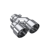 Universal 3" ID Dual 4" OD Staggered Single Wall T304 SS Exhaust Tip - View 2 | Dirty Garage
