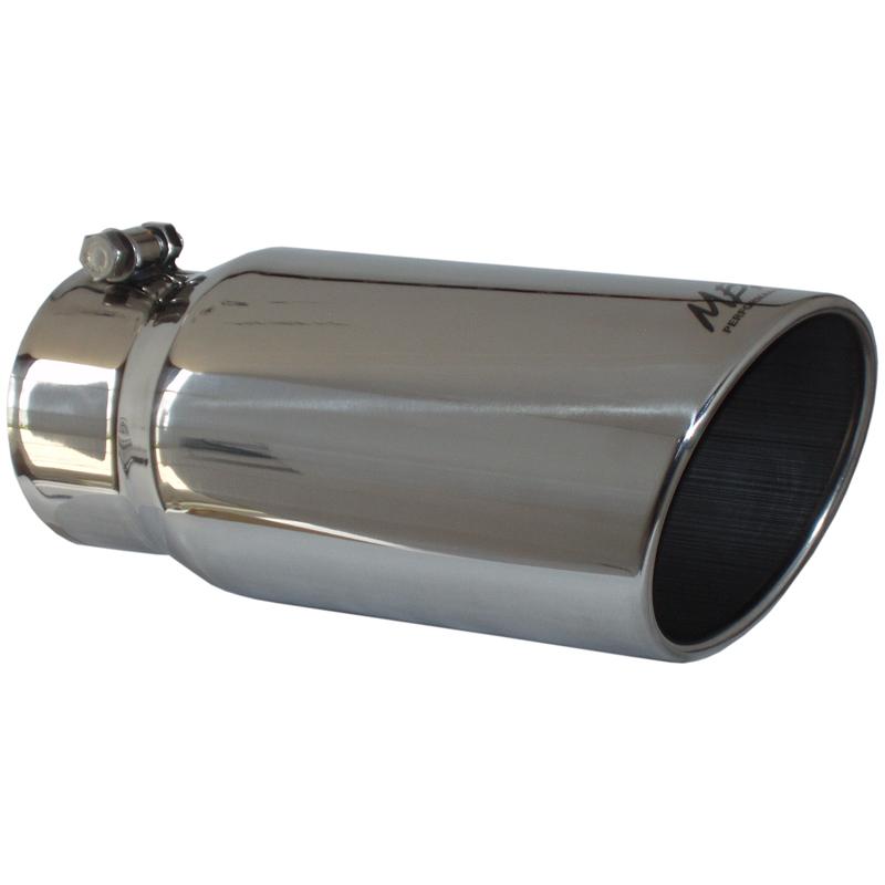Universal 5 OD Angled Rolled End 4" Inlet 12" Length Tip - View 3 | Dirty Garage