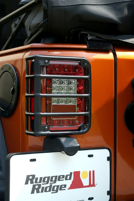 Rugged Ridge 07-18 Jeep Wrangler Textured Black Tail Light Euro Guards - View 3 | Dirty Garage