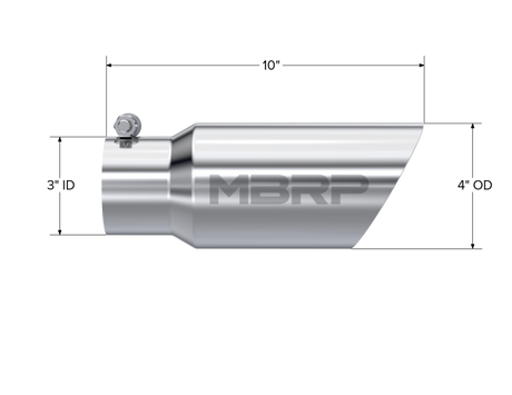 Universal 4" OD 3" Inlet 10" Dual Wall Angled End Tip T304 - View 4 | Dirty Garage