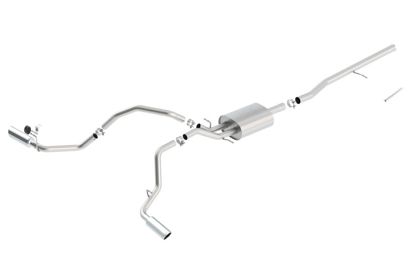 Borla 14 Silv/Sierra C/B Exhaust ATAK 1500 5.3L V8 AT/MT 2&4WD Ext Cab Split Side Exit - View 3 | Dirty Garage