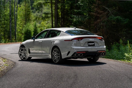 2022 Stinger 3.3L T304 SS Cat-Back Exhaust Dual Split Rear Quad Outlet Uses Factory Bezels - View 4 | Dirty Garage